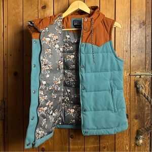 Patagonia Mushroom Print Bivy Vest with Hood Women’s Size Small
